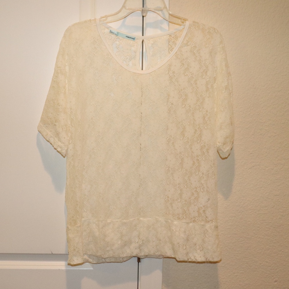 Maurices Lace SS Blouse Cream Size XL NEW